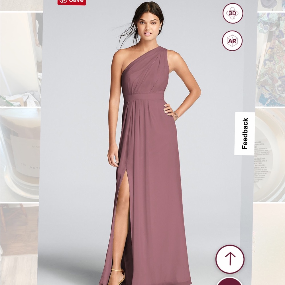 ✨NWT✨ Long One-Shoulder Crinkle Chiffon Dress- Color Quartz